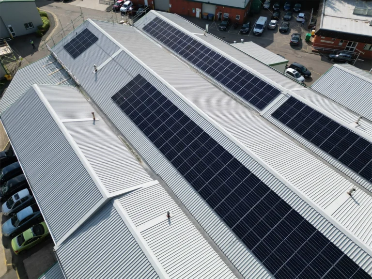 Solar panels on industrial roofs